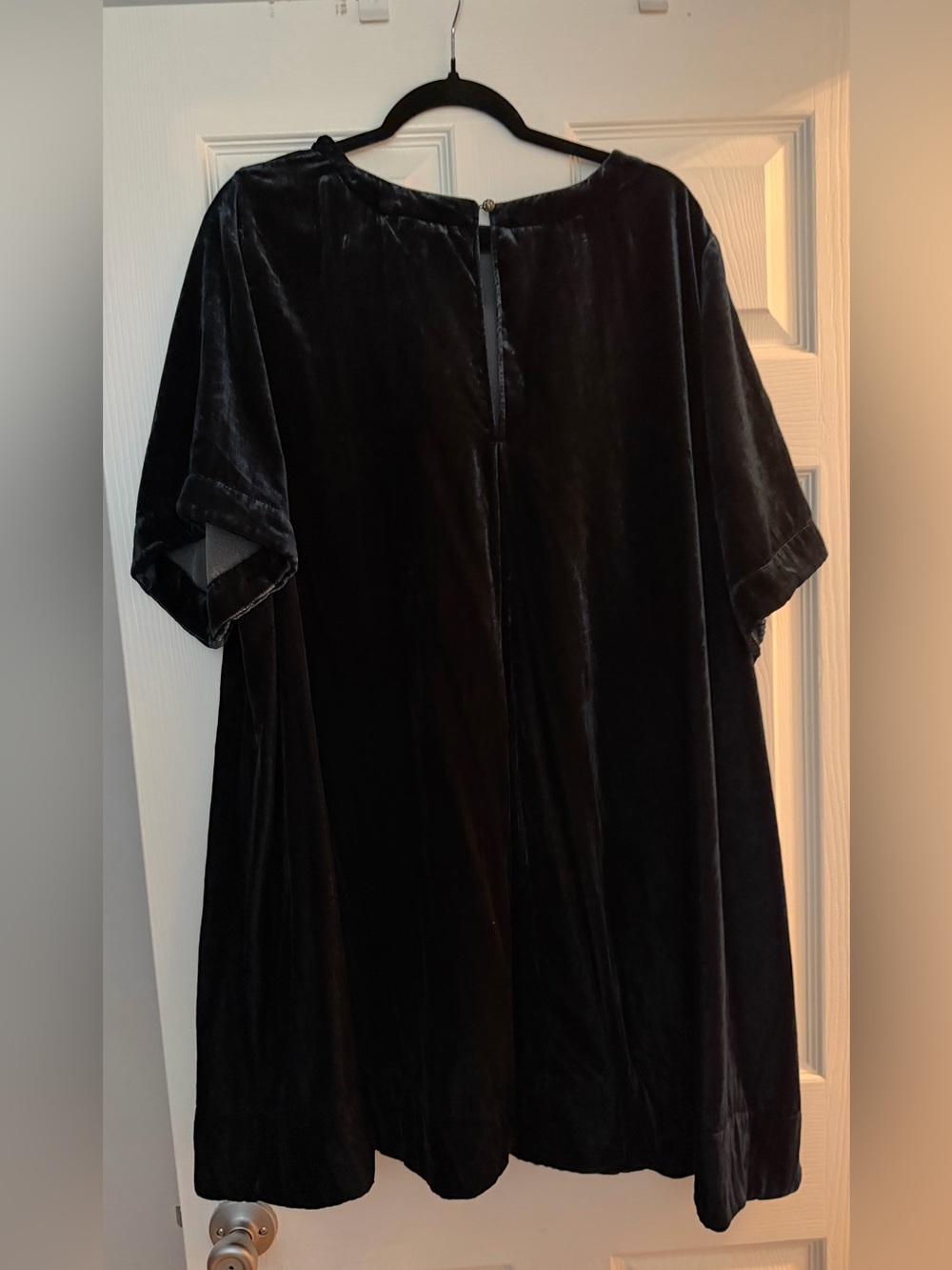Maeve Black Velvet Dress with Pink and Green Abstract Accent - Picture 2 of 6
